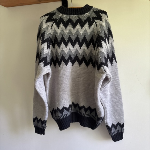 KNIT Sweater warm grey pattern size Large BARRAGE western - Picture 5 of 7